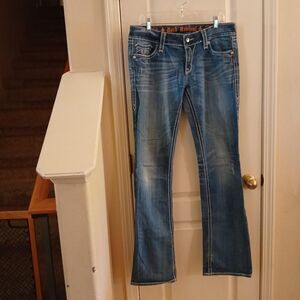 Y2K Mcbling Rock Revival Blake Bootcut Jeans Jewels Rhinestones 32x36 Indie
